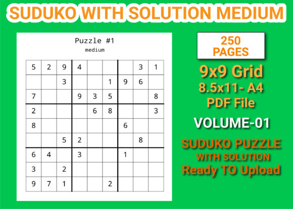 Evaluating Sudoku Puzzles with Solutions Medium for KDP Publishing