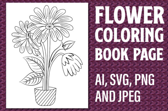 Floral Coloring Page & Flower Line Art Design