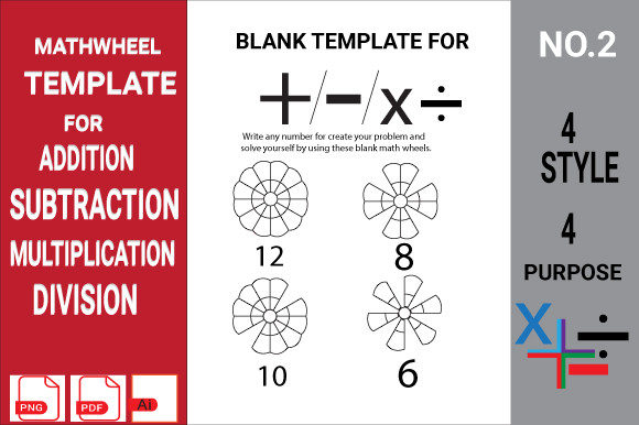Math Wheel Template2 Kids Black White: Engaging Arithmetic Practice for Young Learners