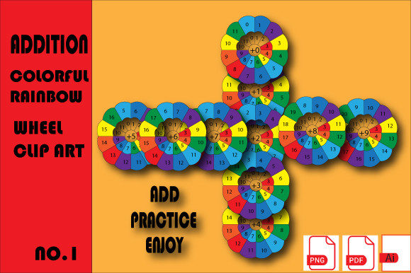 Rainbow Math Wheel Addition Kids Bundle1 for KDP