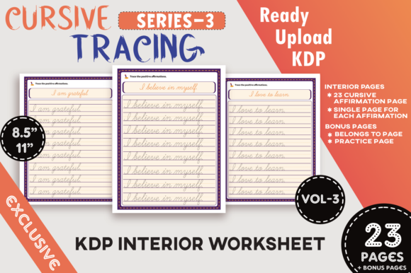 Vol-3 KDP Cursive Affirmation Workbook: A Practical Asset for Low-Content Publishers