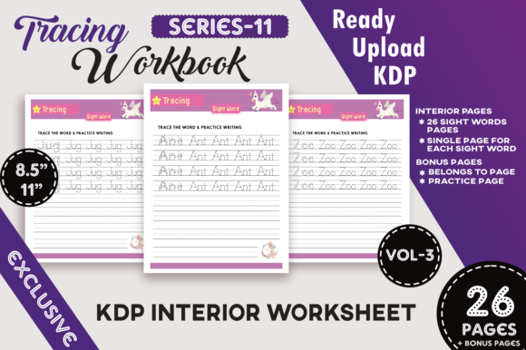 Vol-3 KDP Unicorn Sight Words Workbook: A Practical Resource for Low-Content Publishers and Educators